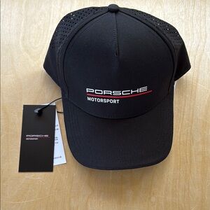 Porsche Design Black Hat with white & Red Logo